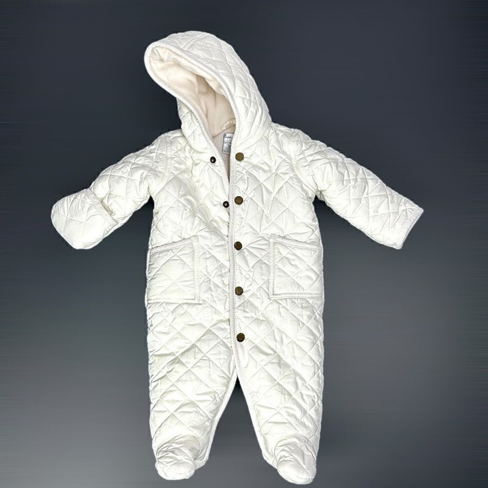 Ralph Lauren Quilted White Baby  Snowsuit Puffer Jumper One-peace Size 6M